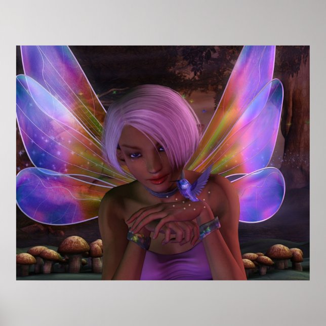 Hummingbird Guardian Fairy Fantasy Art Poster (Framsidan)