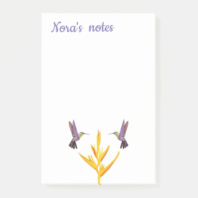 Hummingbird Gult Flower Post-it Block (Framsida)