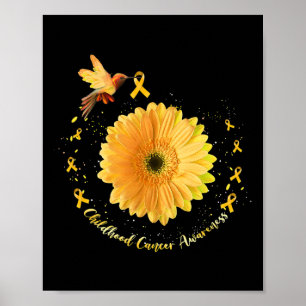 Hummingbird Gult Solros Childnature Cancer Awar Poster