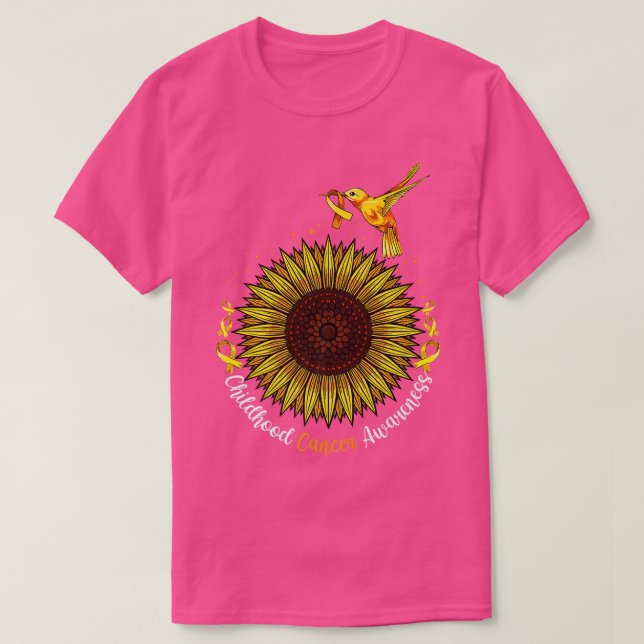 Hummingbird Gult Solros Childnature Cancer Awar T Shirt (Design framsida)