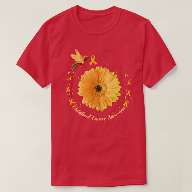 Hummingbird Gult Solros Childnature Cancer Awar T Shirt (Design framsida)
