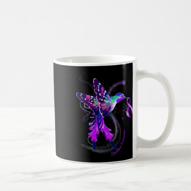 Hummingbird Håll Lila Ribbon Överdosering Medveten Kaffemugg (Höger)