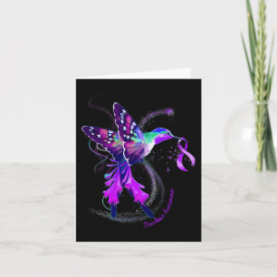 Hummingbird Håll Lila Ribbon Överdosering Medveten Kort