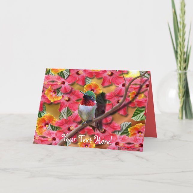 Hummingbird har födelsedagskort kort (Framsida)