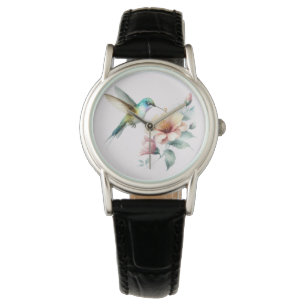 Hummingbird Harmony with Elegant Hibiscus Armbandsur