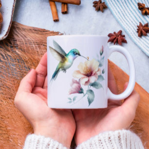 Hummingbird Harmony with Elegant Hibiscus Kaffemugg