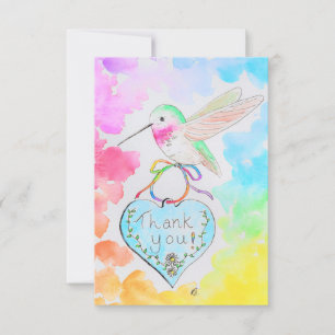 Hummingbird, Heart och Rainbows tackkort Tack Kort
