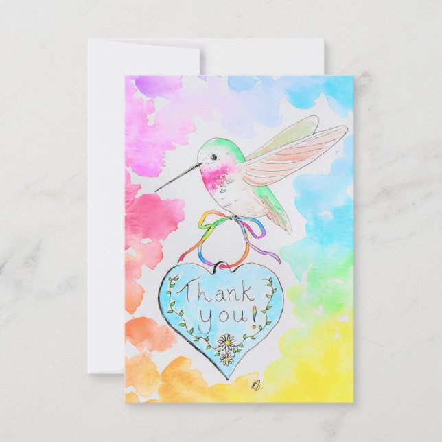 Hummingbird, Heart och Rainbows tackkort Tack Kort (Framsida)
