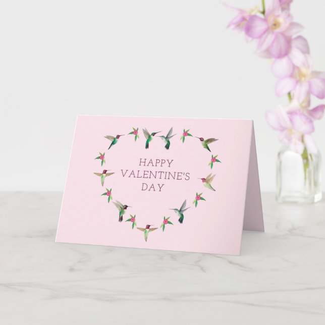 Hummingbird Heart Valentine Day Card Kort (Orkide)