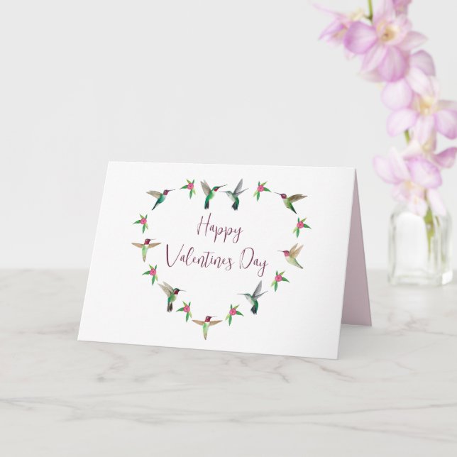 Hummingbird Heart Valentine Day Card Kort (Orkide)