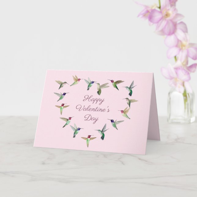 Hummingbird Heart Valentine Day Card Kort (Orkide)