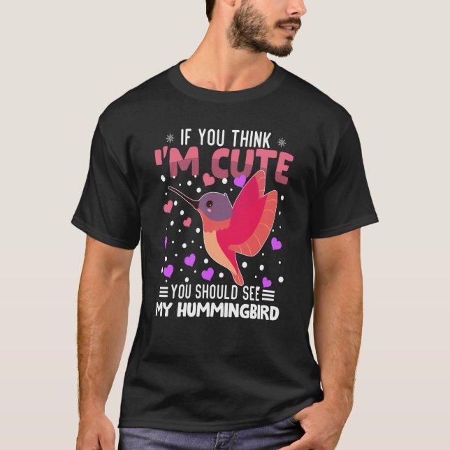 Hummingbird Heart Valentine's Day Animal For Women T Shirt (Framsida)
