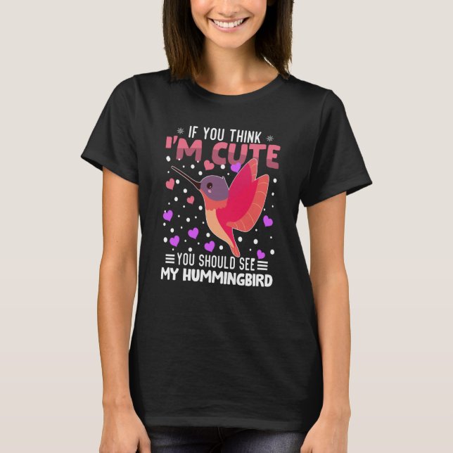 Hummingbird Heart Valentine's Day Animal For Women T Shirt (Framsida)