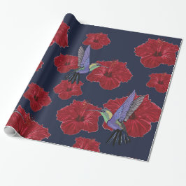 Hummingbird Hibiscus Blommigt Art Presentpapper