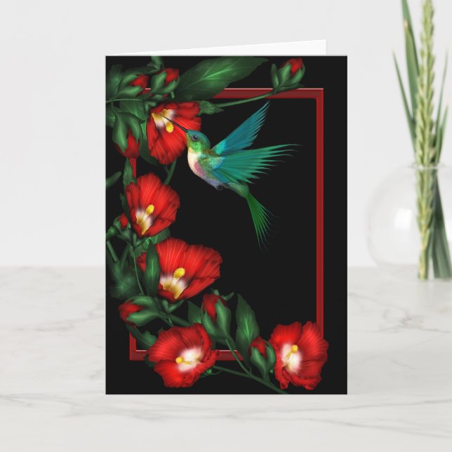 Hummingbird Hibiscus Note Cards Tack Kort (Framsida)