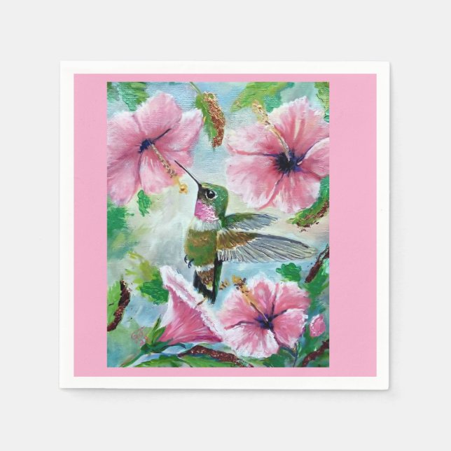 Hummingbird & Hibiscus Papper & Trasa Napkins Pappersservett (Framsidan)