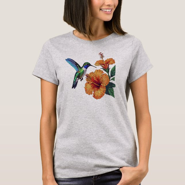 Hummingbird Hibiscus T Shirt (Framsida)