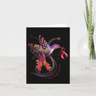 Hummingbird hold Burgundy Ribbon Brain Aneurysm Aw Kort