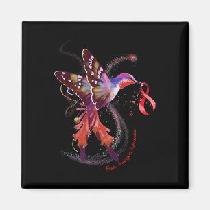 Hummingbird hold Burgundy Ribbon Brain Aneurysm Aw Magnet