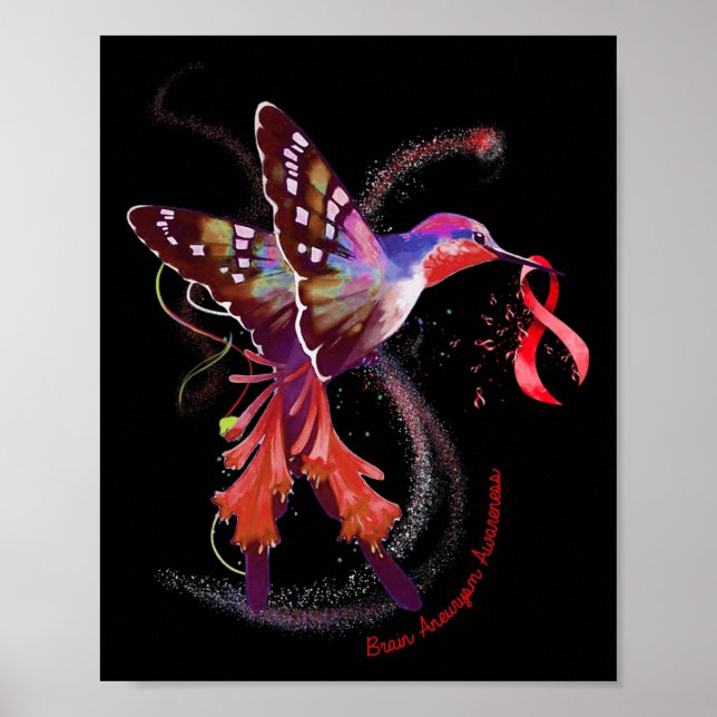 Hummingbird hold Burgundy Ribbon Brain Aneurysm Aw Poster (Framsidan)