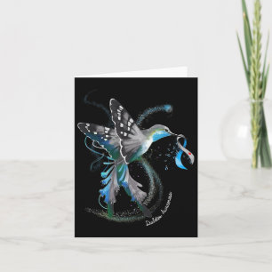 Hummingbird Holding Grått Blue Ribbon T1d Diabetes Kort