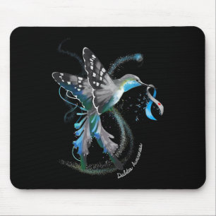 Hummingbird Holding Grått Blue Ribbon T1d Diabetes Musmatta