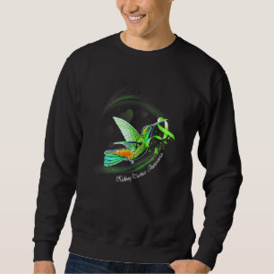 Hummingbird Holding Grönt Ribbon Kidney Disease Aw Lång Ärmad Tröja