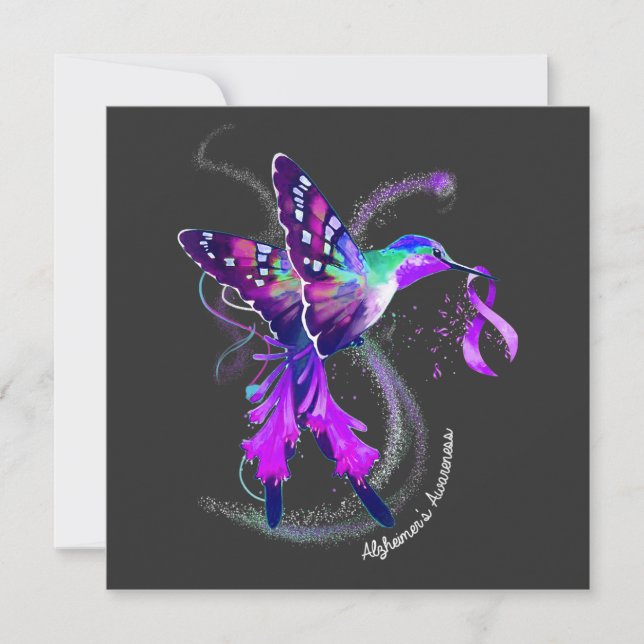 Hummingbird Holding Lila Ribbon Alzheimer (Framsida)
