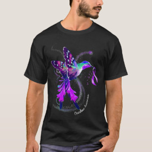 Hummingbird Holding Lila Ribbon Överdosering Aware T Shirt