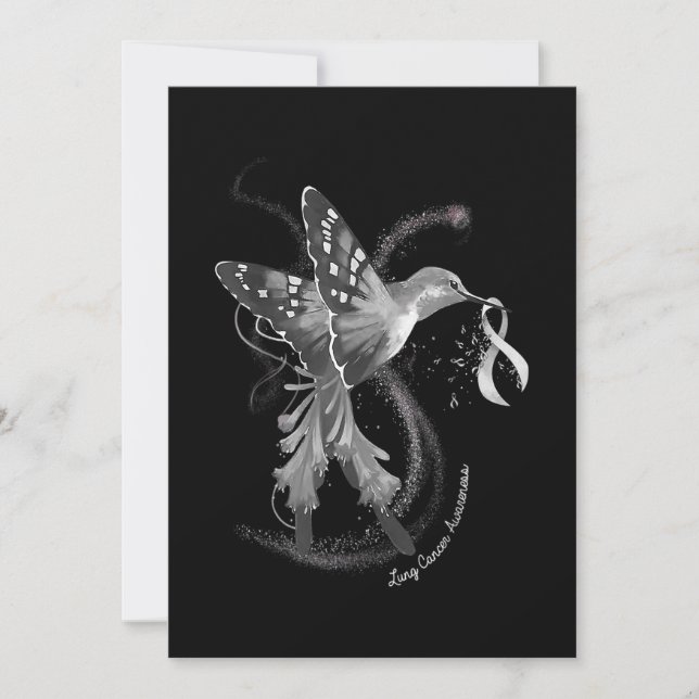 Hummingbird Holding White Ribbon Lung Cancer Medve Spara Datumet (Framsida)