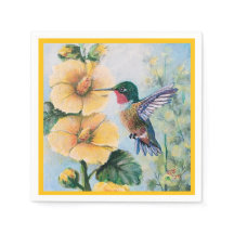 Hummingbird & Hollyhocks Papper & Trasa Napkins