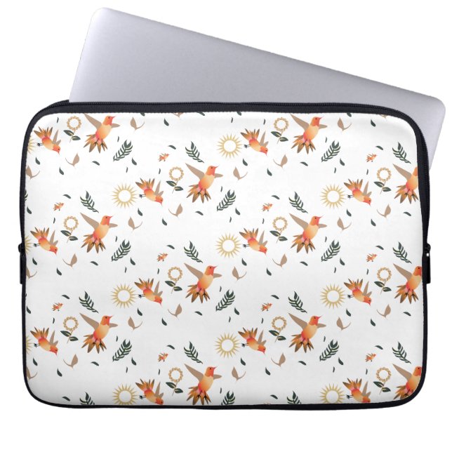 Hummingbird höstblommig mönster laptopsleeve laptop fodral (Framsidan)