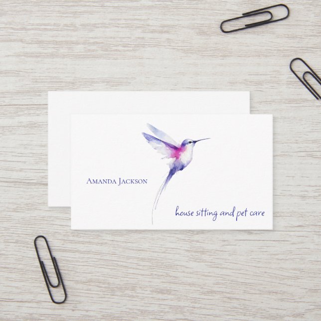 Hummingbird House Sitting Pet Sitting Cards Visitkort (Fram/Back In Situ)