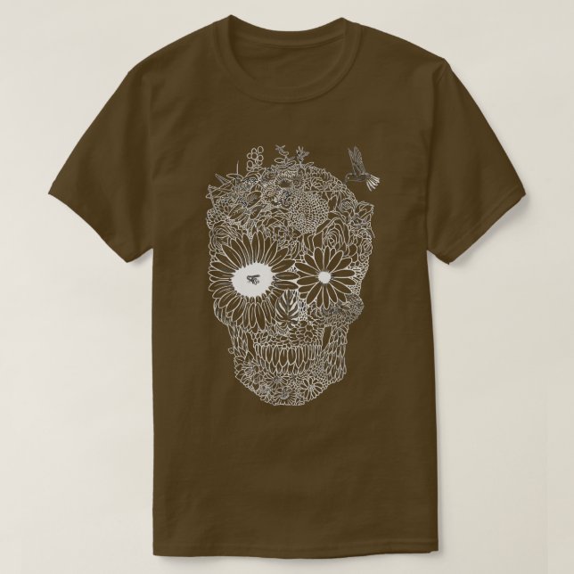 Hummingbird  human head skeleton Art  T Shirt (Design framsida)