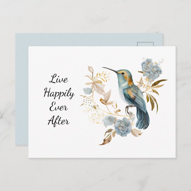 Hummingbird Hydrangea Flowers Vykort (Fram/baksida)