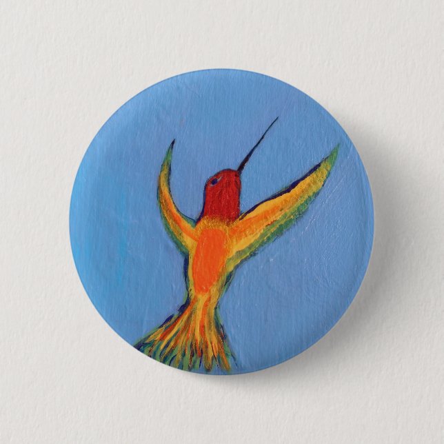 Hummingbird i blått knapp (Framsida)