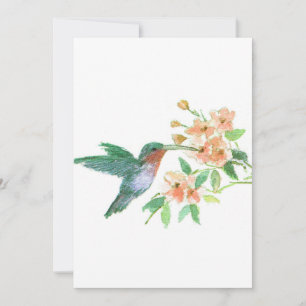 Hummingbird i blommor tack kort