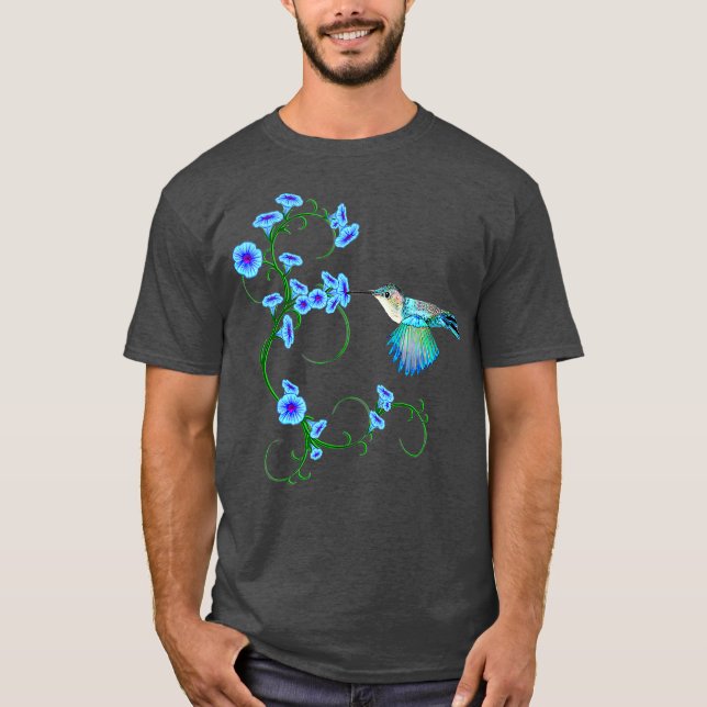 Hummingbird i Blomsterträdgården God morgon T Shirt (Framsida)