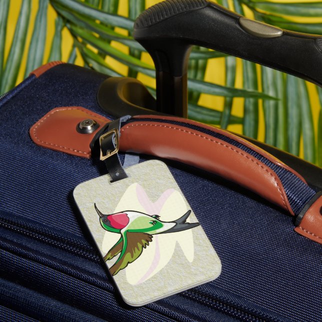 Hummingbird i flyg på texturerad bakgrund bagagebricka (Framsida Insitu 1)