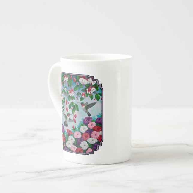 Hummingbird i Fuchsia-Blomsterträdgården Benporslin Mugg (Framsida vänster)