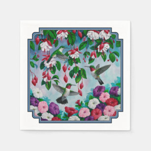 Hummingbird i Fuchsia-Blomsterträdgården Pappersservett