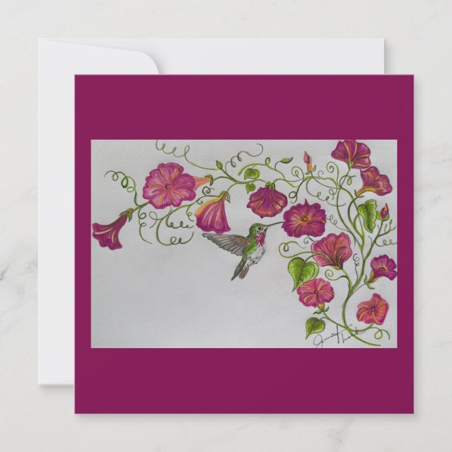 Hummingbird i inbjudan till Rosa (Framsida)