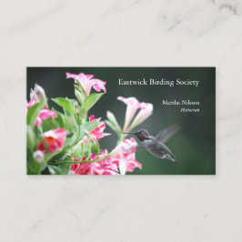 Hummingbird i röda och vita blommor visitkort