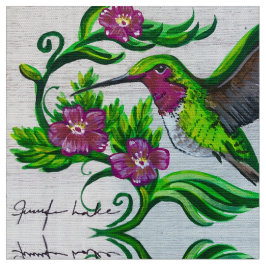 Hummingbird i Rosa Flowers Tyg