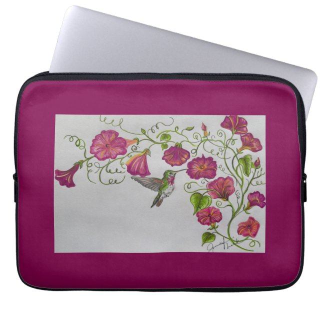 Hummingbird i Rosa Laptop sleeve (Framsidan)