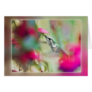 Hummingbird i Soft Fuchsia Hälsningskort