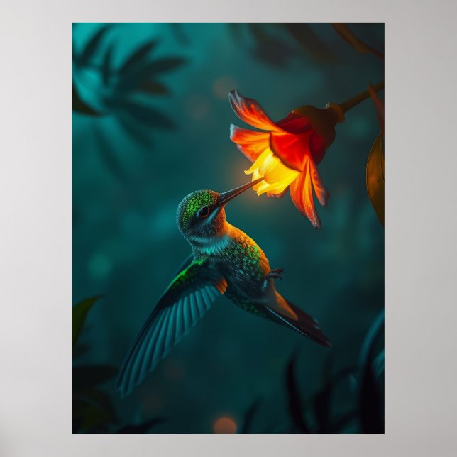 Hummingbird i trädgården poster (Framsidan)