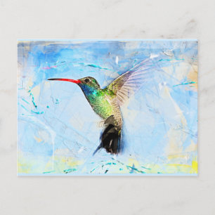 Hummingbird-illustration i vattenfärg, vacker vykort