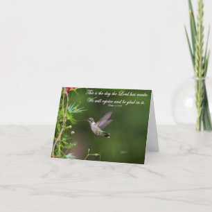 Hummingbird in Flight Psalm 118:24 Bible Verse Kort