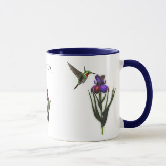 Hummingbird Iris Flower Mugg